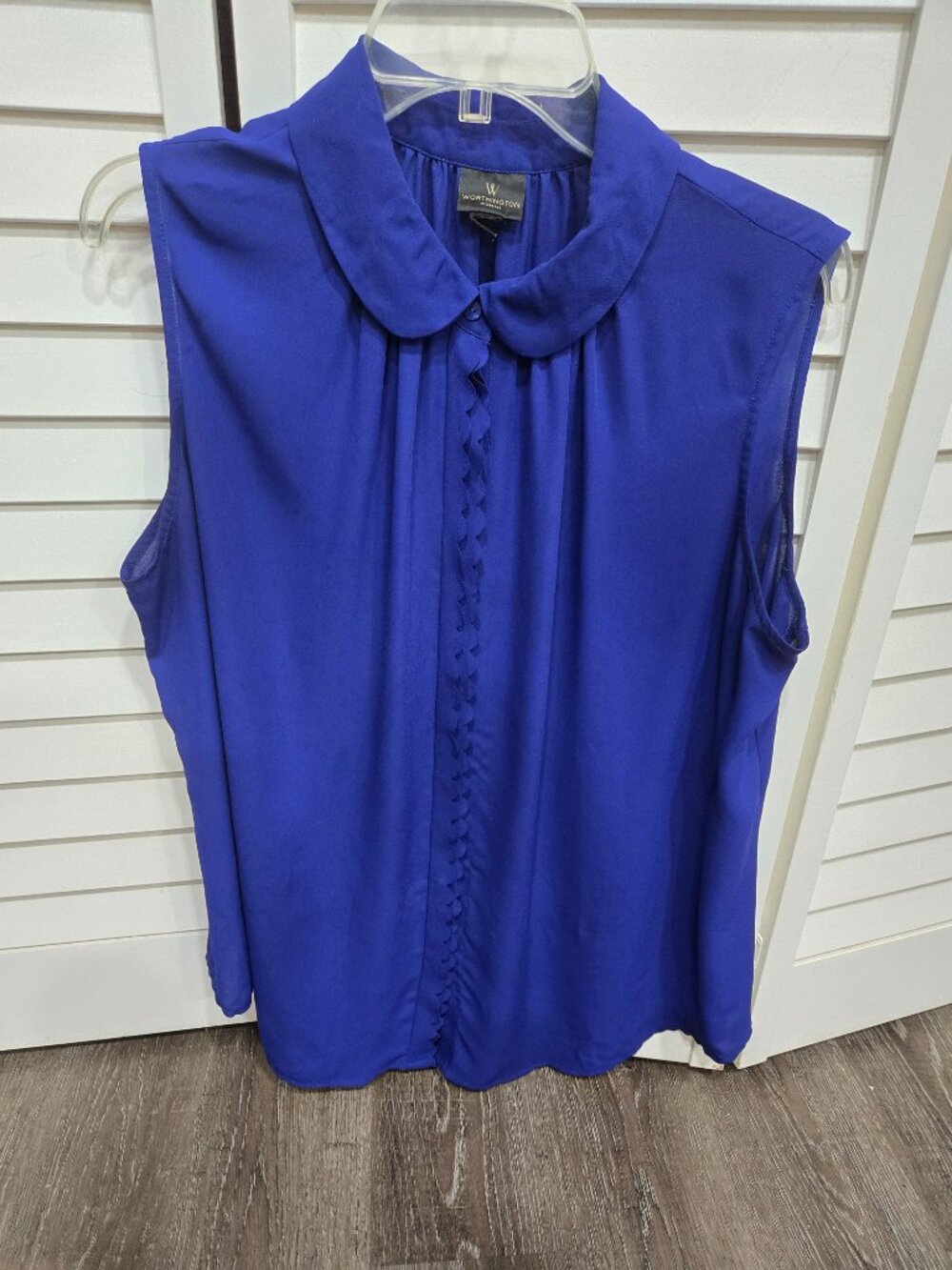 Purple Blue Blouse Worthington OX, sleeveless, rushing, polyester
